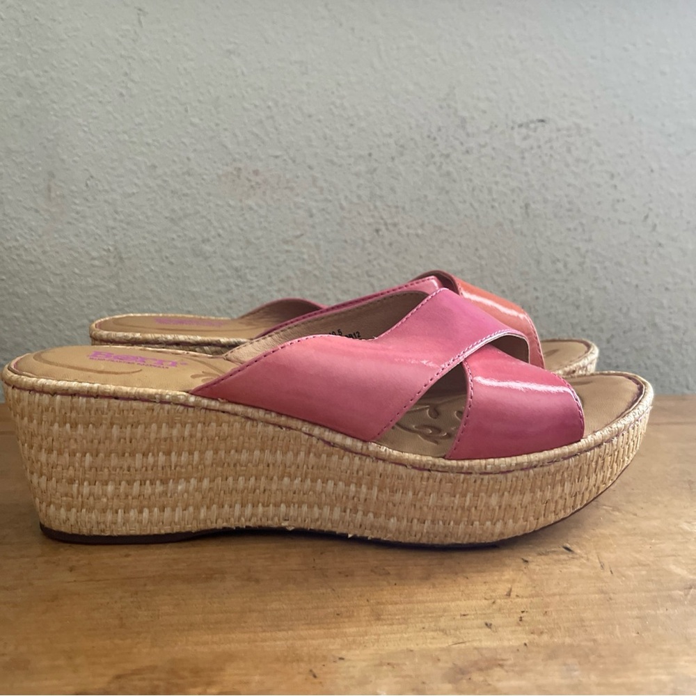 Born Curstyn Pink Leather Wedge Heel Women’s Sandals D89605 Sz 9 - Picture 12 of 12